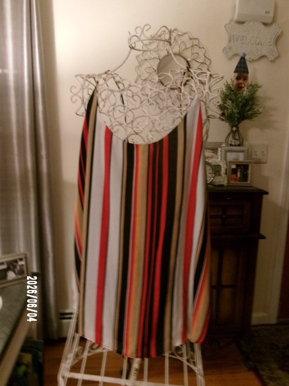 New Anne Klein Women's Striped Scoop-Neck Poppy Camisole Blouse Top Large ret 69